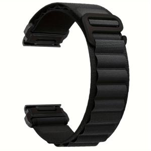 TEMU 가르민 펜릭스 7X/7X 프로, 타크스 7 프로, 6X 프로 시계 밴드 - 22mm 및 26mm 퀵핏 나일론 스트랩, 스테인레스 스틸 버클, 아웃도어 및 피트니스 활동용 후크 & 루프 클로저, 아웃도어 장비|스테인레스 스틸 버클|내구성 있는 시계 스트랩, 가르민 액세서리용