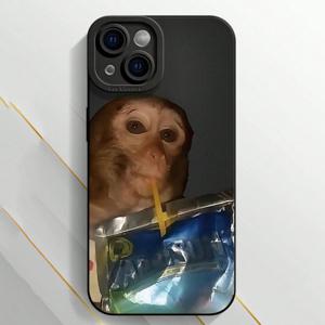 TEMU 1개 원숭이 음료 트렌디 브랜드 패턴 올인클루시브 렌즈 TPU 휴대폰 보호 케이스 iPhone16 15 14 13 12 11 Pro Max Xs Xr 7 8Plus에 적합