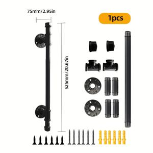 TEMU 1개 러스틱 아메리칸 스타일 빈티지 파이프 아이언 아트, 창의적인 심플 유럽식 목재 문 캐비닛 핸들, 산업용 헛간 문 손잡이, 금속 소재