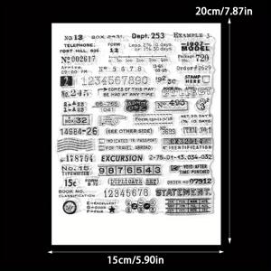 TEMU 스케치북을 위한 팀 훌츠 실리콘 투명 스탬프: 빈티지 스크립트 기호, 날짜, 치수 및 DIY 카드 만들기 및 공예용 더 많은 것들