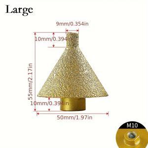 TEMU 전문가용 타일 & 베벨링 도구 - 헤비듀티 에머리 & 실리콘 카바이드 유사 다목적 드릴 비트 (M10 나사) - 38mm & 50mm 대형 코어 드릴, 포셀린, 대리석, 화강암, 유리용 - 정밀 마감 및 챔퍼링 - 타일 설치자 & 석공에게 이상적 - 호환 가능