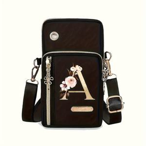 TEMU 여성용 스타일리시 미니 크로스바디 지퍼 지갑, 조절 및 탈착 가능한 스트랩, 골드 톤 하드웨어 & 사각 사이드 포켓 - 휴대용, 여행, 대학에 적합한 컴팩트한 데일리 캐리 - 여성에게 이상적인 선물, 크로스바디 지갑, 여행 액세서리