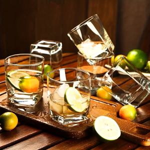 TEMU 6개 정사각형 위스키잔, 스템리스 데일리 로크 글라스, 남성을 위한 완벽한 선물, 스코치 위스키, 보우든, 보드카, 와인, 칵테일, 스피릿, 테킬라 및 스무디에 적합.