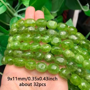 TEMU 9x11mm 천연 페리도트 스톤 오벌 비즈 루스 스페이서 비즈, 여성 및 남성용 DIY 액세서리 제작 소품 - 팔찌, 귀걸이, 목걸이 선물 공예 재료