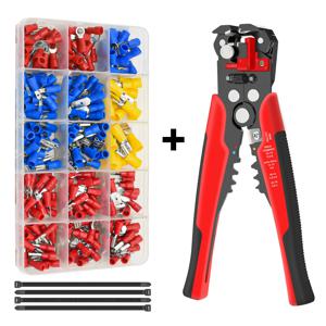 TEMU 3in 1 와이어 스트리퍼가 포함된 터미널 키트, 절연 와이어 터미널, 크림프 링 포크 버트 절연 와이어 커넥터 - 전기 수리용 다용도 크림핑 및 배선 키트