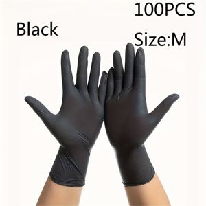 TEMU 100개입 일회용 니트릴 장갑, 내구성 강한 탄력 있는 다목적 가정 청소용 장갑, 방수 기능, 주방·타투·헤어염색·애완동물 목욕에 적합 (블랙/핑크/블루/화이트), 좌우 손가락 겸용, 비의료용 장갑