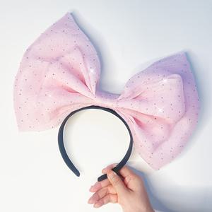 TEMU YUSHI 반짝이는 시퀸 리본 헤어밴드 - 여성용 우아한 단색 헤어 액세서리, 파티, 축제, 특별한 날에 완벽, 파티 헤어 액세서리 | 트렌디한 헤어밴드 | 폴리에스터 섬유 리본, 헤어용 리본