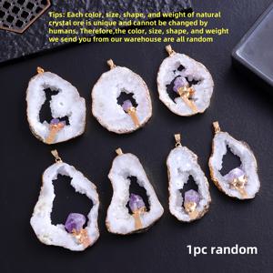 TEMU 1개 우아한 금도금 천연 펜던트 목걸이 - 보라색 & 비즈, 구리 합금 체인, 파티, 생일, 발렌타인데이 및 휴일 선물, 파티 액세서리에 적합 | 우아한 목걸이 | 구리 합금 체인, 목걸이