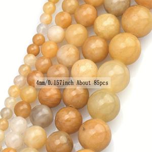 TEMU 자연적인 노란색 칼세도니로 만든 느슨한 둥근 비즈, 4-12mm 크기, DIY 보석 만들기 및 수제 액세서리에 적합합니다.