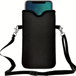 TEMU 여성용 [휴일 기분] 별이 빛나는 밤 고양이 크로스바디 폰 파우치 - 패셔너블한 블랙 합성 소재 어깨 가방, 탈착 가능한 스트랩, 손세탁 가능, 이상적인 선물, 폰 지갑