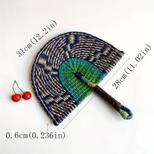 TEMU 빈티지 스타일 수제 해초 부채 - 패브릭과 태슬 장식, 홈 데코 및 명절 축하 (할로윈/크리스마스//추수감사절)