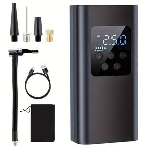 TEMU 휴대용 타이어 공기압계 포함 무선 타이어 펌프 - USB 충전식, LED 조명, 자동차, , 전동 자전거, 스포츠 볼 등에 이상적 | 현대적인 에어펌프 | 내구성 있는 구조