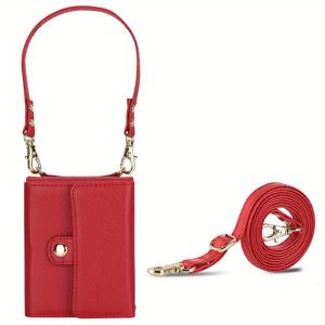 TEMU AWQUER 크로스바디 PU 인조 가죽 케이스, 삼성 갤럭시 Z 플립 6, 5, 4 및 5G 모바일 폰용, 지갑 카드 슬롯 및 RFID 차단 보호 기능이 특징|케이스