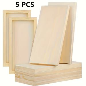 TEMU 5개입 0.8인치 두께의 천연 나무 무늬 캔버스 아트 패널 - DIY 공예, 예술가 및 홈 데코용 내구성 있는 고품질 목재 아트 보드, 2D & 3D 프로젝트용, 매끄러운 질감, 디자인, 핸드메이드 우드, 창의적인 전문가를 위한 2D 아트 프로젝트, 디자인, 공예 애호가를 위한 목재 공예 재료