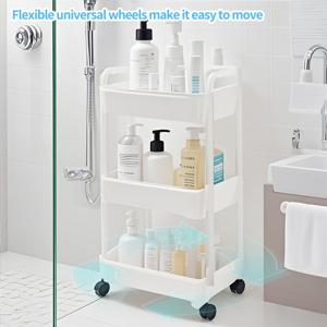 TEMU 세단 확장형 욕실 수납 카트, 흰색, 플라스틱, 독립형, 욕실, 풀아웃 선반, 조립형, 황금 파이프 없음