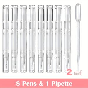 TEMU 5개입 빈 큐티클 오일 펜 세트, 2ml/5ml 일회용 투명 펜과 피펫, 브러시 팁이 있는 빈 네일 오일 펜, 속눈썹 성장 액체 튜브, 화장품 립글로스 컨테이너 어플리케이터용