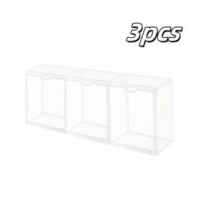 TEMU 3개 세트 투명 디스플레이 케이스 방진 보관함 컨테이너 정리 가방 쇼 박스 피규어/수집품/자동차 모형용, 침대 밑 수납