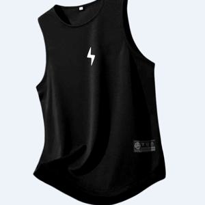 TEMU 1개 남성용 통기성 폴리에스터 기하학적 번개 디자인 운동 탱크탑 - 레귤러 핏 민소매 셔츠, 체육관, 러닝, 아웃도어 & 캐주얼 여름복, 스포츠 스타일, 편안한 착용감, 워크아웃 조끼, 액티브 맨즈|나시티|남자나시|헬스복