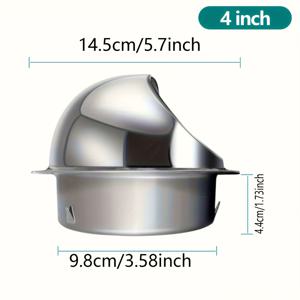 TEMU 4인치 스테인리스 스틸 원형 벽 배기구 커버 - 세련된 모던 디자인의 펀칭 에어그릴, 건조기 및 후드용 공기 흐름 개선 및 보호 기능