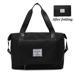 TEMU 이온스 접이식 여행 토트백 - 대용량 경량 내구성 폴리에스터 숄더백, 비즈니스 출장 및 휴가용 스타일리시 접이식 디자인 (그레이/핑크/라이트 그린/라이트 퍼플/블루/블랙), 여행 가방, 여성용 여행 더플백, 주말 여행용 넉넉한 수납공간, 튼튼한 손잡이, 강화된 스티칭, 자주 여행하는 사람들을 위한 필수품