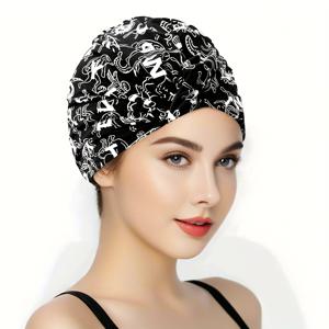 TEMU 여성용 부드럽고 통기성이 좋은 이중층 수영 모자 - 빠른 건조, 수영, 서핑 및 수영 스포츠에 적합한 편안한 핏, 혼합 색상, 높은 탄성 프린트, 헤드밴드 - 머리 보호, 수영 장비에 이상적 - 탄성 헤드밴드, 편안한 핏 모자, 수영 모자|서핑모자