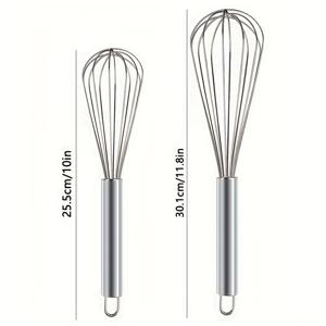 TEMU 2pcs 스테인레스 스틸 휘스키 세트 - 열 저항성, 풍선 디자인, 방수 430 스테인레스 스틸 믹서 - 계란을 뚫고, 요리, 베이킹 - 수동, 전기 필요 없음, 주방 사용에 완벽, 베이킹 액세서리|풍선 휘스키 디자인|내구성 주방 용품