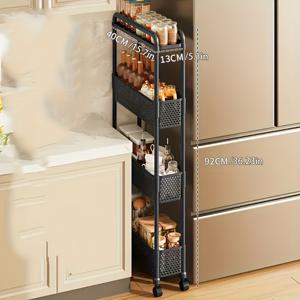 TEMU 공간절약형 와이드/내리 수납장 - 다층 선반, 헤비듀티 플라스틱 바닥 스탠딩 선반 유닛, 매트 블랙/화이트 수직 또는 수평 정리대, 욕실, 주방, 좁은 복도용 - 금속 튜브 없음, 쉬운 조립 필요, 스탠딩 선반