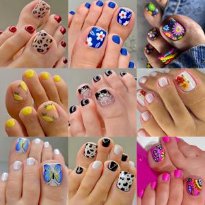 TEMU 봄/여름 패션 네일 아트 키트, 216pcs 혼합 스타일 인조 발톱 데칼, 탈부착 가능한 재사용 가능 짧은 프레스온 발톱 스티커 세트, 신선하고 스타일리시한 봄 여름 시즌 발톱 장식