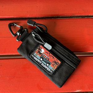 TEMU 남성용 블랙 나일론 허리 지갑, 팜 트리 & 버스 디자인 - 휴대용 자동차 키 홀더, 카드 정리함, 및 동전 지갑 야외 활동, 캐주얼 액세서리 | 열대 디자인 | 지퍼 포켓|카드지갑|지갑