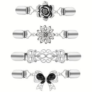 TEMU 빈티지 핏 드레스 클립 - 가디건, 스웨터, 숄, 허리 & 스카프용 클립 - 실버 컬러, 4가지 스타일