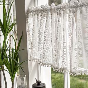 TEMU 1패널 프렌치 빈티지 프린지 레이스 쉬어 숏 커튼, 로드 포켓 걸이, 주방 커튼/카페 커튼, 캐비닛 커버, 룸 디바이더, 창문 장식