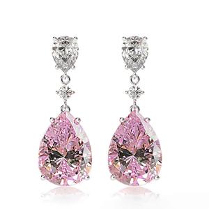 TEMU 1 쌍 여성 패션 드랭 귀걸이, 럭셔리 눈물 모양 인공 지르코니아 핑크 귀걸이, 웨딩, 파티, 데이트, 일상 착용, 데이, 캠퍼스 관련, 4월 출생석, 일상 착용 귀걸이 | 우아한 드랭 귀걸이 | 눈물 모양 귀걸이