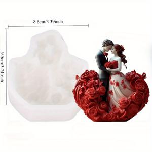 TEMU 1개 로맨틱 커플 실리콘 몰드 - 포옹하는 커플과 빨간 장미 디자인 하트 모양, 캔들, 비누, 레진, 폴리머 클레이, 석고 공예용 고품질 유연한 실리콘 - 발렌타인데이, 기념일, 결혼 선물 아이디어
