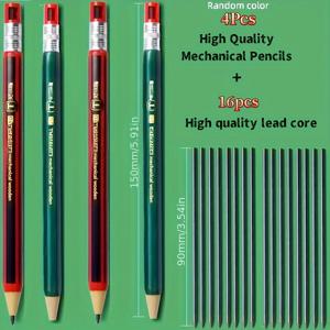 TEMU 6pcs 세트의 고품질 2B 기계식 연필, 2.0mm 두께의 연기, 인간 중심 디자인, 내장 샤프너, 교체 가능한 연기, 학교 및 사무실 용도로 이상적