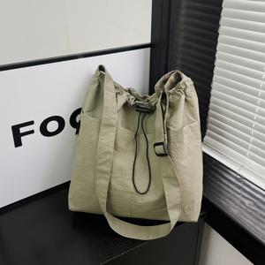 TEMU 여성용 대용량 나일론 크로스바디 숄더백 - 조절 가능한 스트랩 & 끈으로 닫히는 폴리에스터 안감, 직장/캐주얼/여행용 스타일리시 커뮤터 지갑 (오렌지-레드/화이트/레드/베이지), 디자인의 튼튼한 구조|미니크로스백|스트링백팩