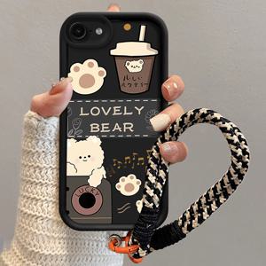 TEMU 아이폰 7/8/SE2/SE3을 위한 귀여운 블랙 만화 개 폰 커버가 있습니다. 모든 성별을 위한 끈이 달려 있습니다. 고품질 TPU로 제작된 이 부드러운 고무 케이스는 방수 보호를 제공하며 세련된 사용할 수 있습니다.