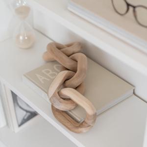 TEMU 빈티지 나무 체인 링크 장식 - 러스티 나무 책장 및 커피 테이블 액세서리, 우아한 방 액센트, 전원 필요 없음, 거실 장식|예술적인 책받침|자연 나무 느낌, 책 장식