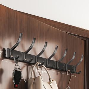 TEMU 슬기로운 블랙 알루미늄 키 후크 랙 - 드릴 없음 벽걸이, 현대적인 디자인 5개의 후크로 가정 정리, 키, 가방 및 액세서리에 완벽, 벽걸이 정리기|모던 키 홀더|스타일리시 스토리지 솔루션, 걸이 벽걸이 정리기