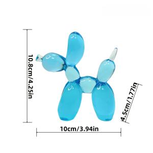 TEMU 1개 투명 블루 풍선 개 조각상 - 클리어 레진 아트 데코, 거실·침실·장식 선반용