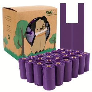 TEMU 8롤/120개, 24롤/360개 강아지 배변 봉투 - 누출 방지 및 두꺼운 묶음 손잡이, 롤당 15개, 튼튼한 쓰레기 봉투, 강아지 배변 봉투