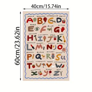 TEMU 1개 무테 만화 알파벳 아트 포스터, 현대 알파벳 교육 캔버스 그림, 방수 캔버스 벽 예술, 선물용 벽 장식, 거실/침실/욕실/사무실/복도/부엌 장식품