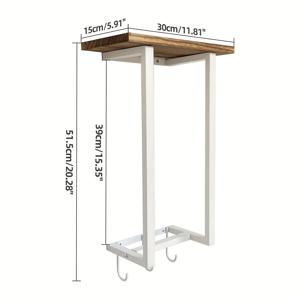 TEMU 벽걸이 욕실 수건 랙, 나무 선반과 3개의 후크가 있는 금속 수건 랙, 큰 수건을 접을 때 사용, 작은 욕실 정리 또는 캠핑용 수건 보관, 욕실용 수건 홀더|욕실선반