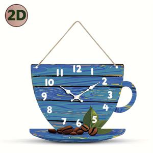 TEMU 유니크한 모양의 시계 1개, 커피콩과 잎이 있는 커피 컵 모양의 창의적으로 디자인된 벽시계, 무소음 쿼츠 나무 시계, 침실, 거실, 사무실, 주방 및 욕실에 적합, 배터리 작동 (배터리 미포함)