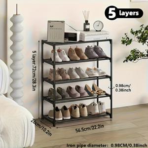 TEMU 1pc 간단한 다층 신발 선반, 내구성이 뛰어난 신발 보관 선반, 신발과 부츠 정리용 컨테이너, 가정용 입구, 복도, 침실, 거실, 가정용, 기숙사, 3-5 층에 적합