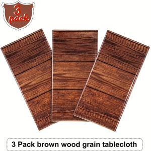 TEMU 3팩 갈색 나무 무늬 테이블보 54x71인치 일회용 플라스틱 테이블보, 직사각형 테이블용 컨트리 빈티지 팜하우스 장식 서부 헛간 생일 결혼식 용품