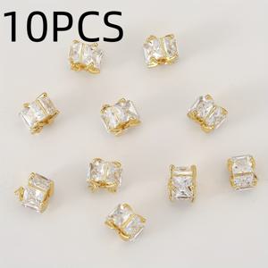 TEMU 10개, 유럽과 미국 패션 - 구리 코팅으로 지르코니아가 포함되어 있습니다 - 아름다운 비즈 스트링 - 패션 펜던트 DIY, 목걸이, 귀걸이, 체인 장식, 펜던트, 팔찌에 적합합니다