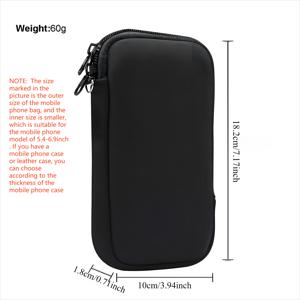 TEMU 아이폰 16, 15, 14, 13, 12 프로 맥스 및 삼성 S24, S23, S22, S21 울트라와 호환되는 이 17.53cm 네오프렌 폰 케이스는 Xiaomi 14 노트 시리즈용으로, 유니버설 슬리브 백과 지퍼가 포함되어 있습니다 (블랙).