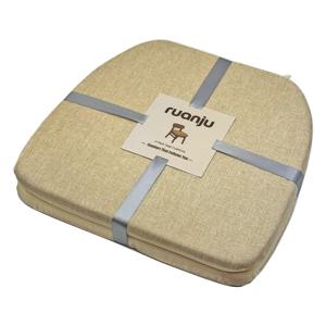 TEMU 2pcs 베이지 식사 의자 쿠션, 블랙 스트랩 포함 - 미끄럼 방지, 기계 세척 가능한 폴리에스터 의자 패드, 16.5x17.7 인치, 주방 및 식당 가구에 이상적, 주방 의자 쿠션, 부드러운 질감의 천