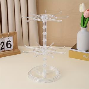TEMU 2층 회전 보석 디스플레이 랙, 16개의 후크 - 조절 가능한 높이, 전원 필요 없음, 목걸이, 팔찌, 귀걸이 및 인형 보관용 아크릴 구조, 가정 또는 상점 조직에 이상적, 액세서리 디스플레이 | 우아한 액세서리 홀더 | 아크릴 구조, 보석 정리 보관함