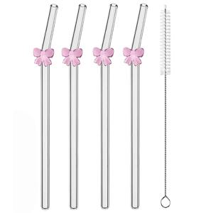 TEMU 5개 세트 재사용 가능한 유리 빨대 | 장식용 및 내구성, 선물, 가정용, 파티, 축제, 결혼식, 해변, 주방용품으로 완벽